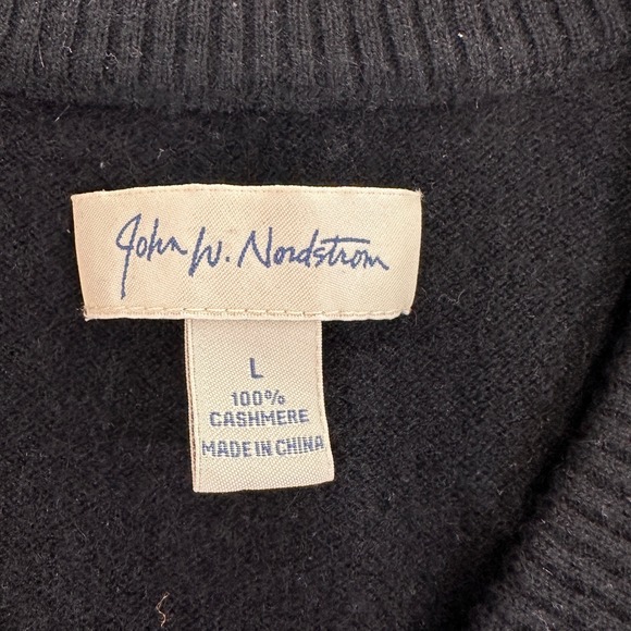 John W. Nordstrom Cashmere V-Neck Sweater Vest Mens Large Black Quiet Luxury - Picture 4 of 6